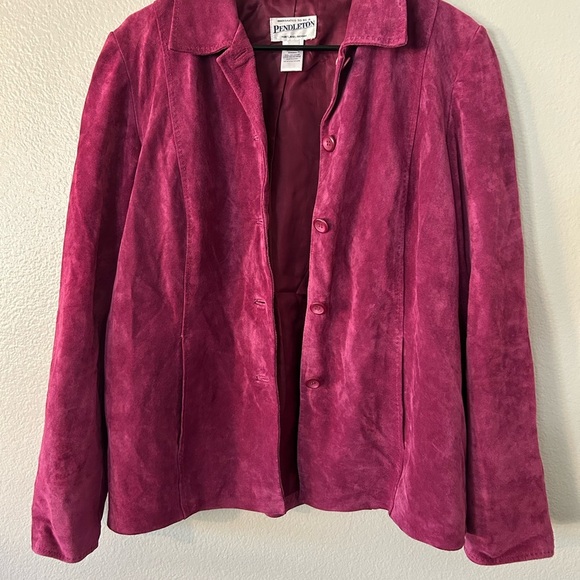 Vintage Pendleton Magenta Suede Leather Jacket - Picture 6 of 6